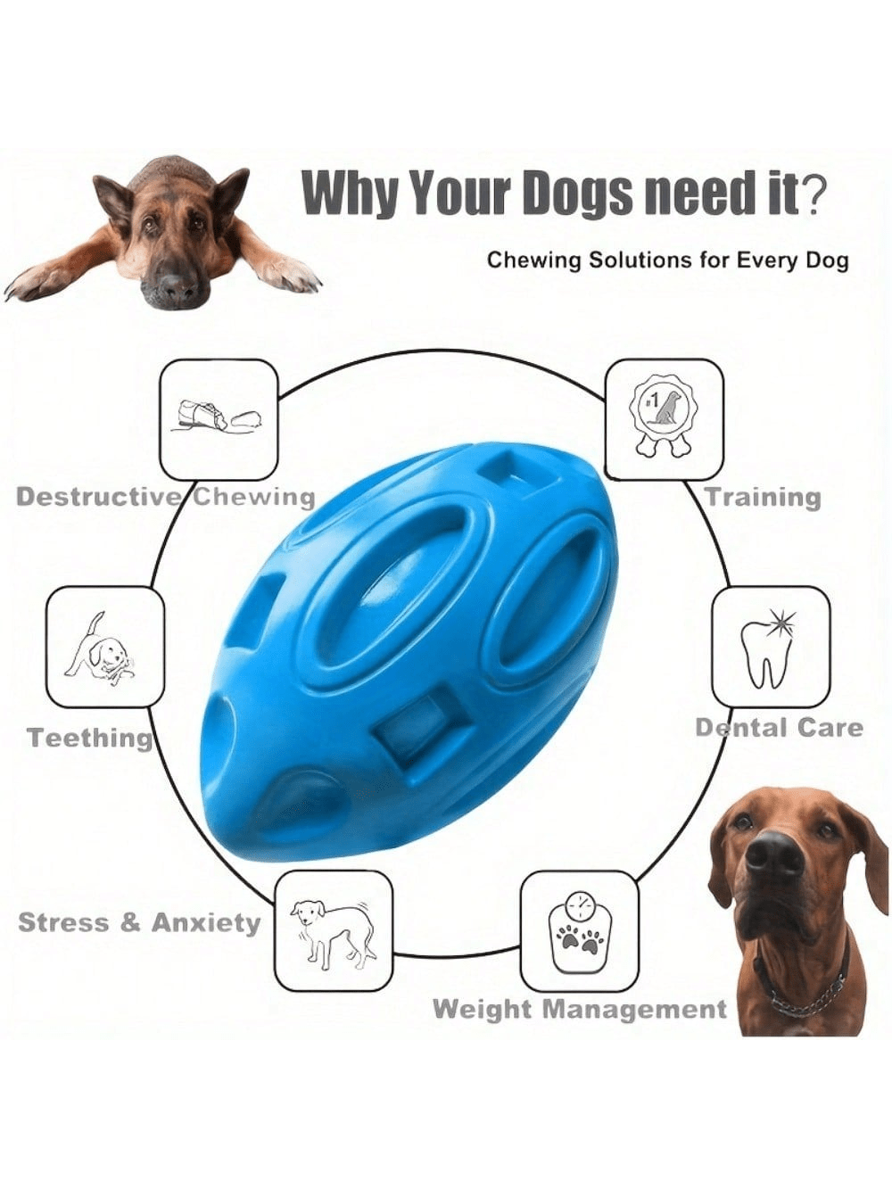 Indestructible Dog Chew Toy - 1 Buah Mainan Kunyah Anjing Bola