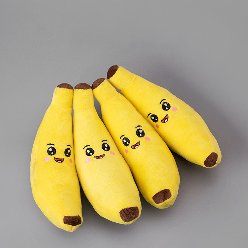 Interactive Squeaky Plush Dog Toy - Mainan Anjing Plush Pisang Berbunyi, Mainan