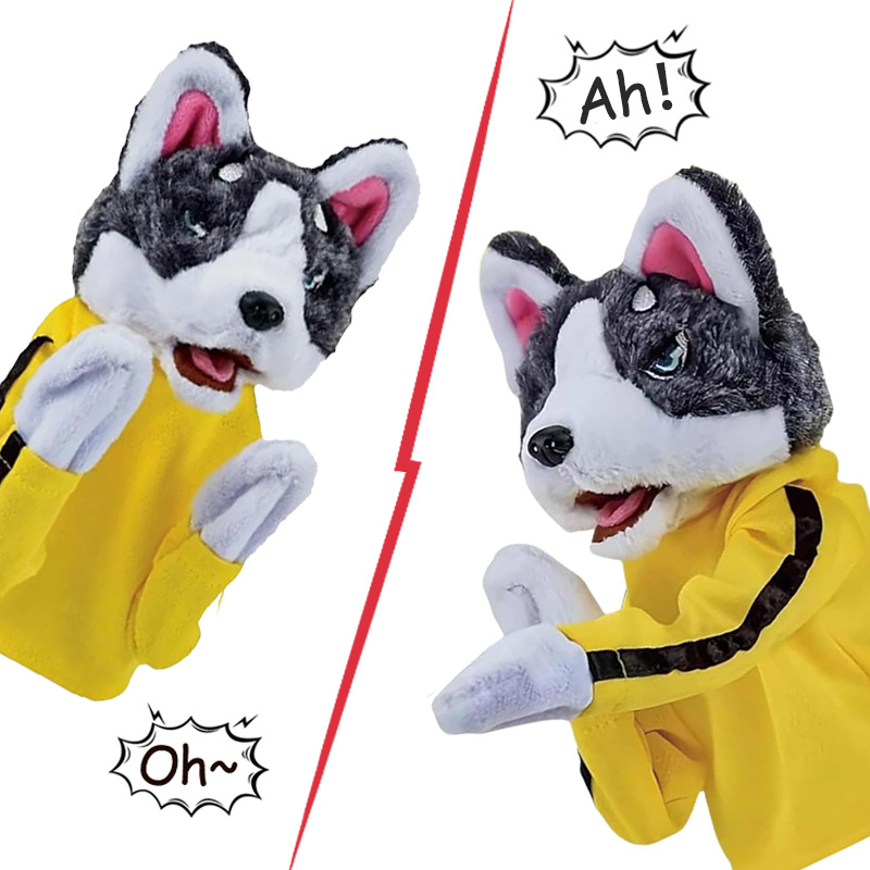 Interactive Squeaky Plush Dog Toy - Mainan Sarung Tangan Kung Fu Husky