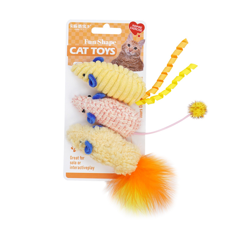 Mainan Kucing 3pcs Tikus Bonek - Catnip Interactive Plush Mouse ulasan dan harga