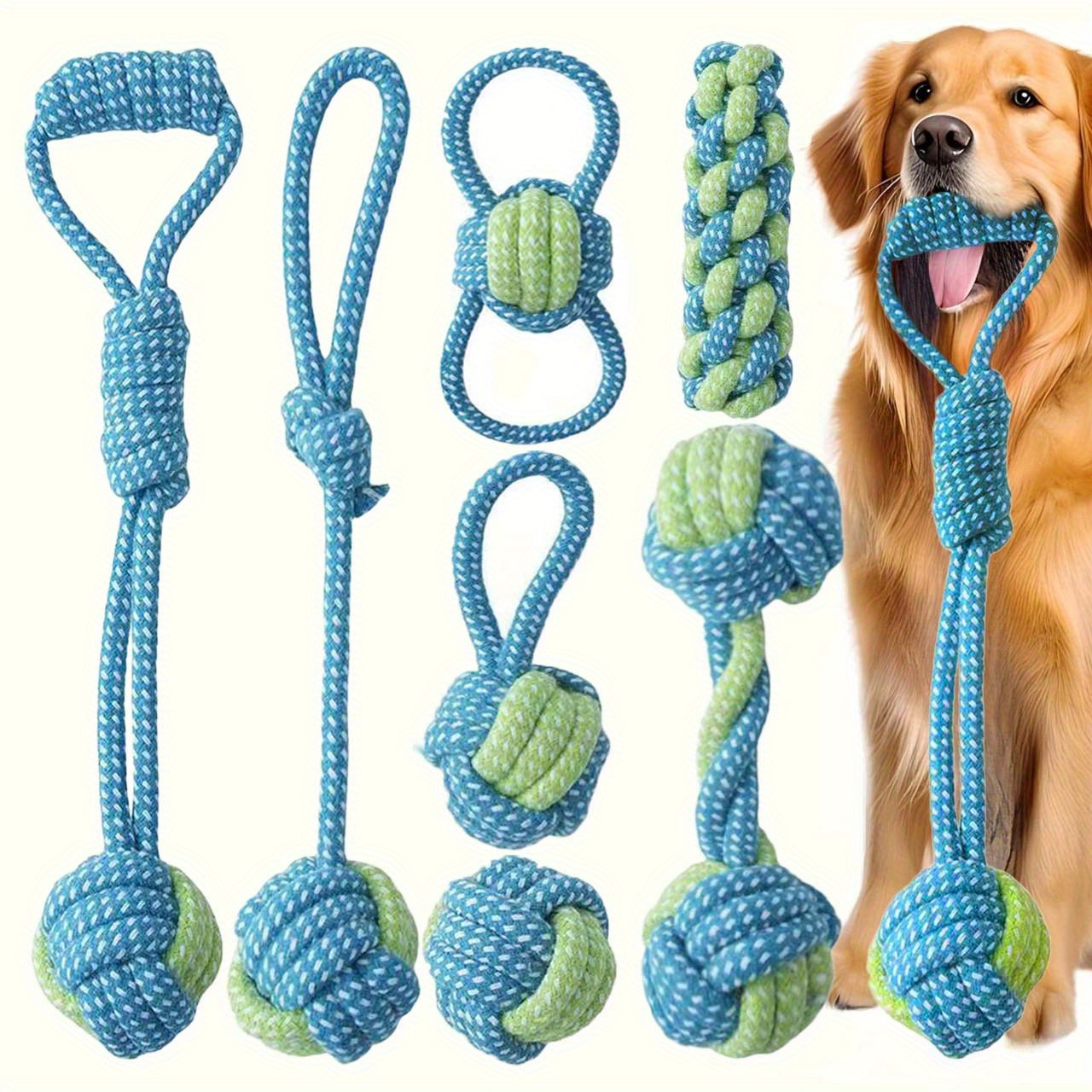 7 Buah Mainan Simpul Interakti - Dog Rope Toy Aggressive Chewers ulasan dan harga