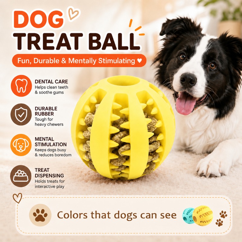 1 Pcs Bola Camilan Anjing Main - Rubber Treat Dispensing Dog Toy ulasan dan harga